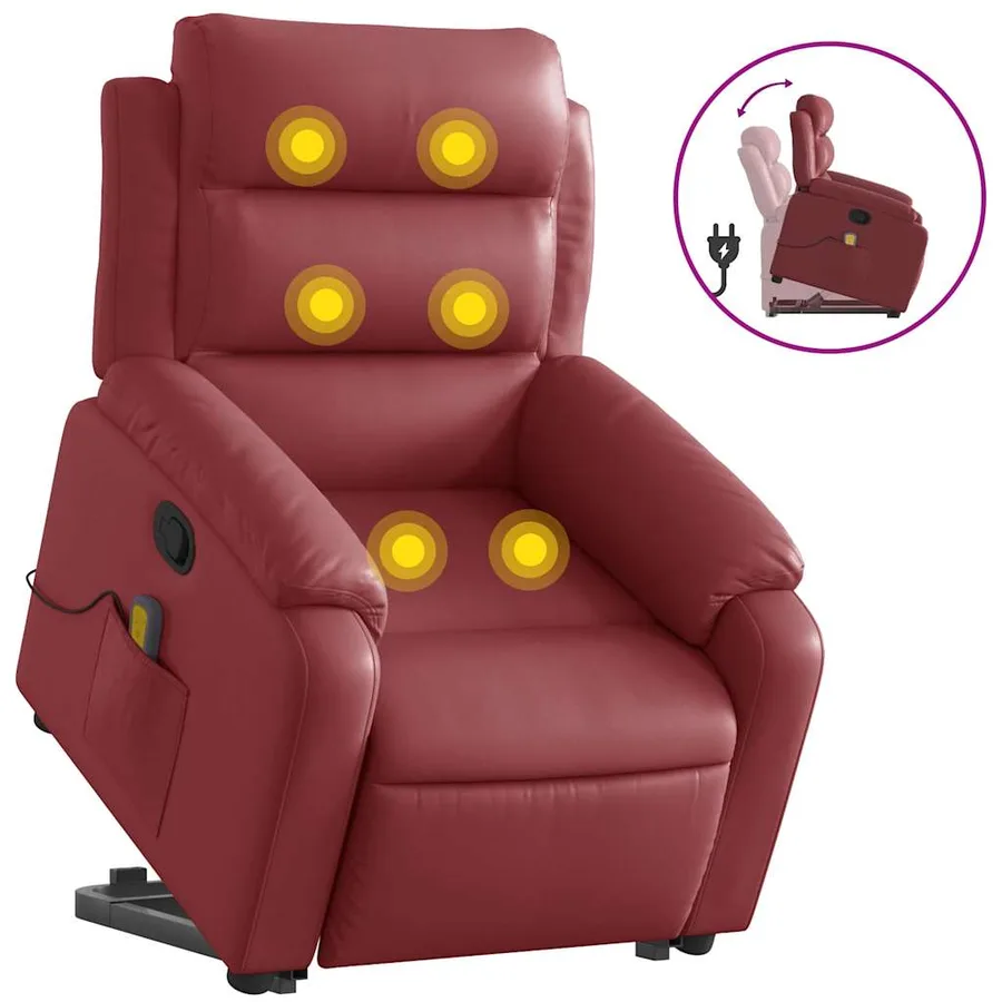 Fauteuil inclinable de massage Rouge bordeaux Similicuir - 2