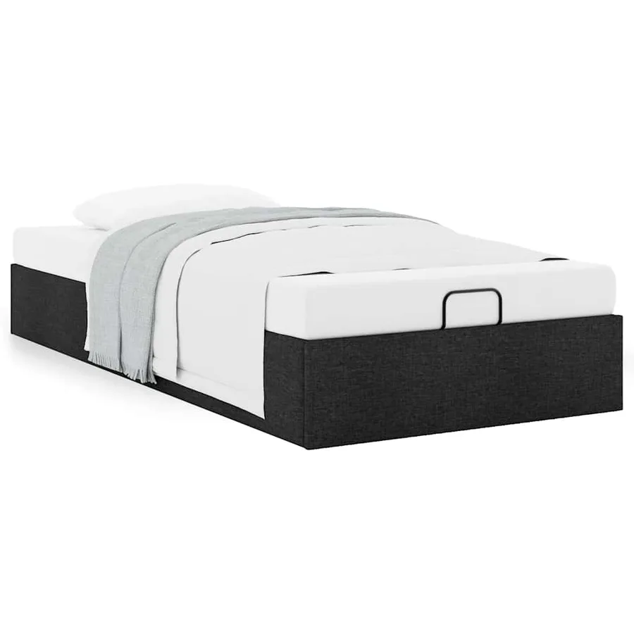Cadre de lit ottoman sans matelas noir 80x200 cm tissu - 4
