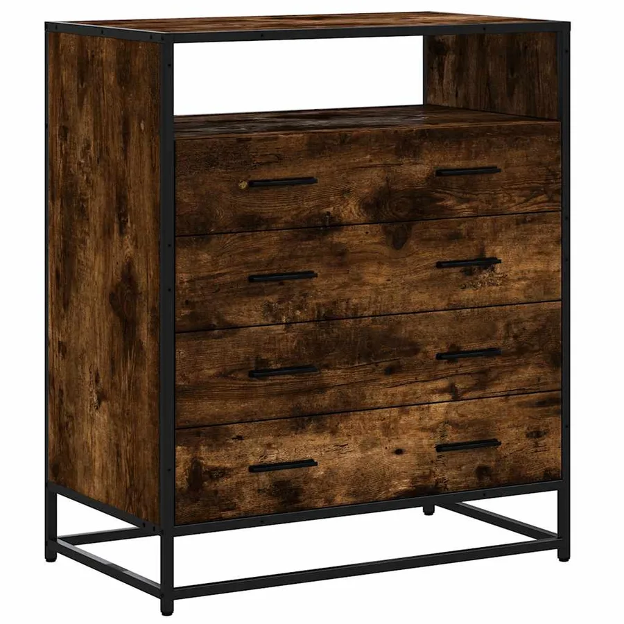 Commode chêne fumé 70x41x83,5 cm bois d'ingénierie - 2