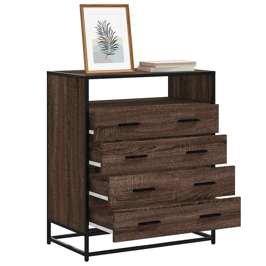 Commode chêne marron 70x41x83,5 cm bois d'ingénierie