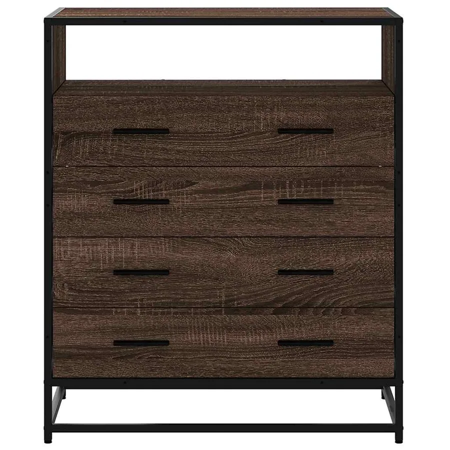 Commode chêne marron 70x41x83,5 cm bois d'ingénierie - 4