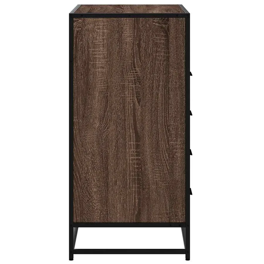 Commode chêne marron 70x41x83,5 cm bois d'ingénierie - 6