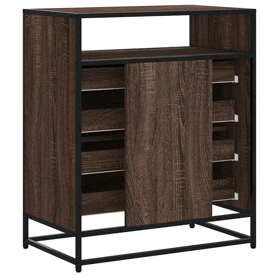 Commode chêne marron 70x41x83,5 cm bois d'ingénierie - 7