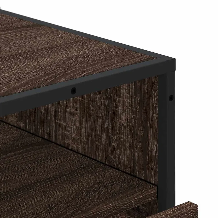 Commode chêne marron 70x41x83,5 cm bois d'ingénierie - 8