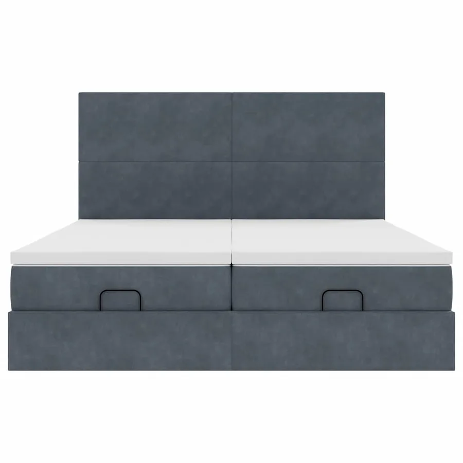 Cadre de lit ottoman avec matelas gris foncé 180x200cm velours - 8