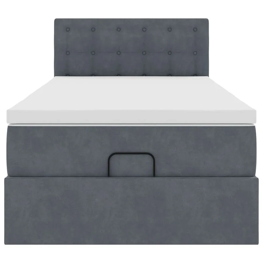 Cadre de lit ottoman et matelas gris foncé 90x200 cm velours - 7