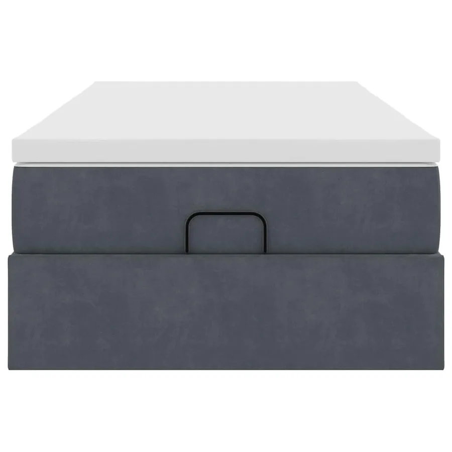 Cadre de lit ottoman et matelas gris foncé 90x200 cm velours - 7