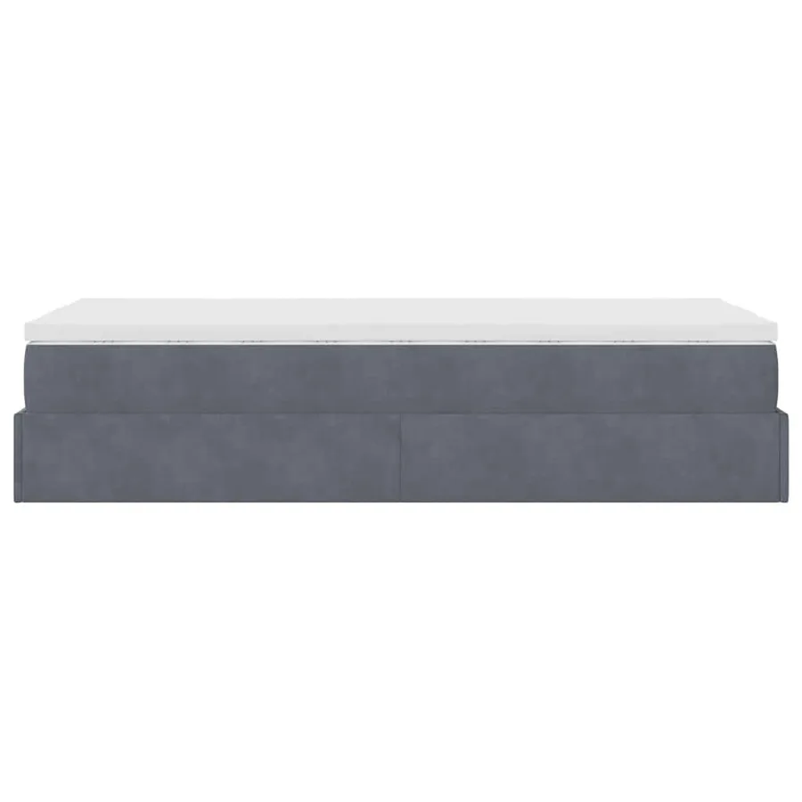Cadre de lit ottoman et matelas gris foncé 90x200 cm velours - 9
