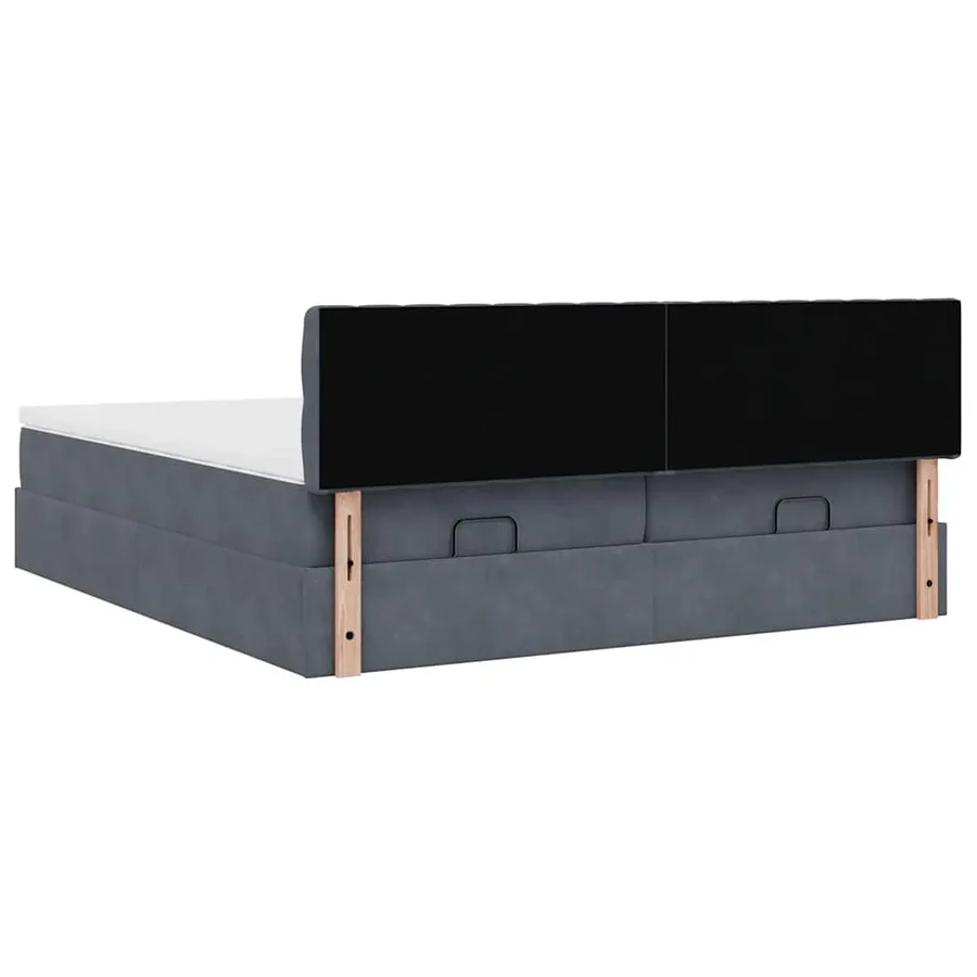 Cadre de lit ottoman avec matelas gris foncé 180x200cm velours - 11