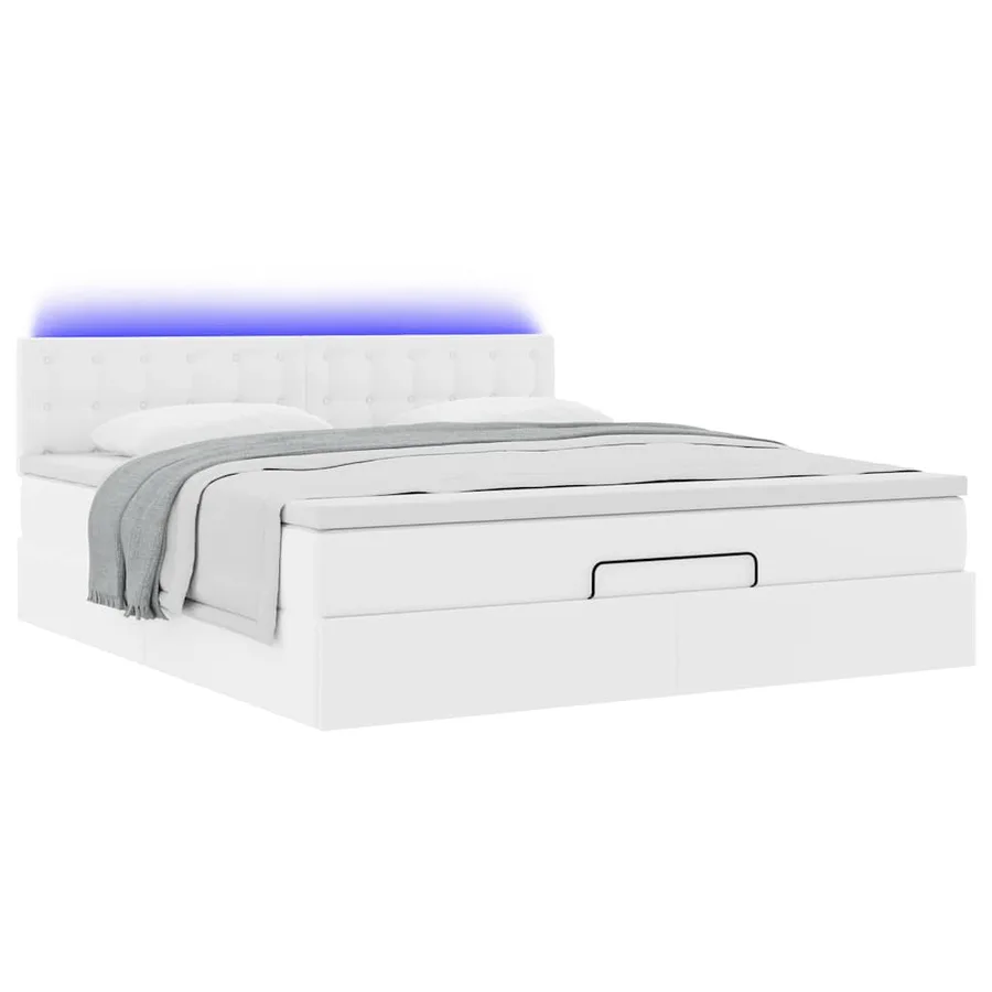 Lit ottoman avec matelas & LED blanc pur 180x200cm similicuir - 6
