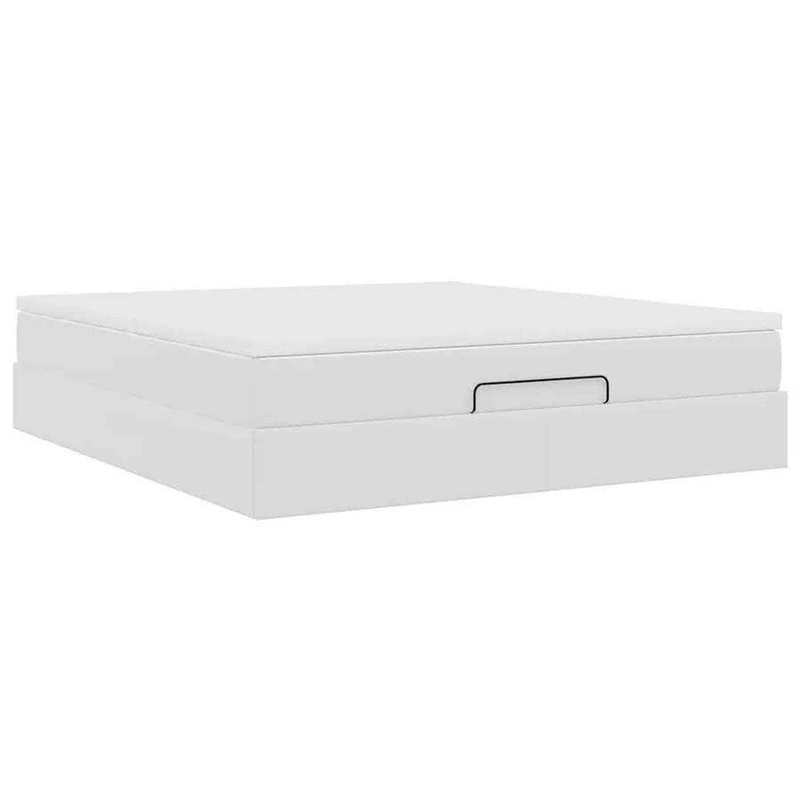 Cadre de lit ottoman avec matelas blanc 180x200 cm similicuir - 10