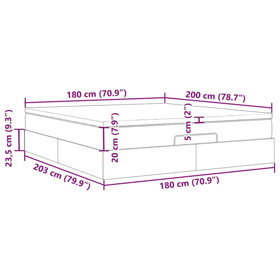 Cadre de lit ottoman avec matelas blanc 180x200 cm similicuir - 17