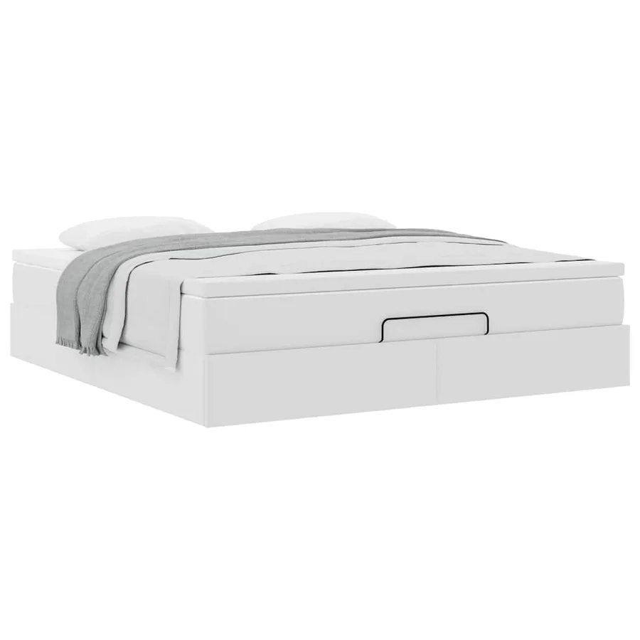 Cadre de lit ottoman avec matelas blanc 180x200 cm similicuir - 5