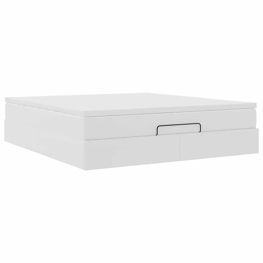 Cadre de lit ottoman avec matelas blanc 180x200 cm similicuir - 6