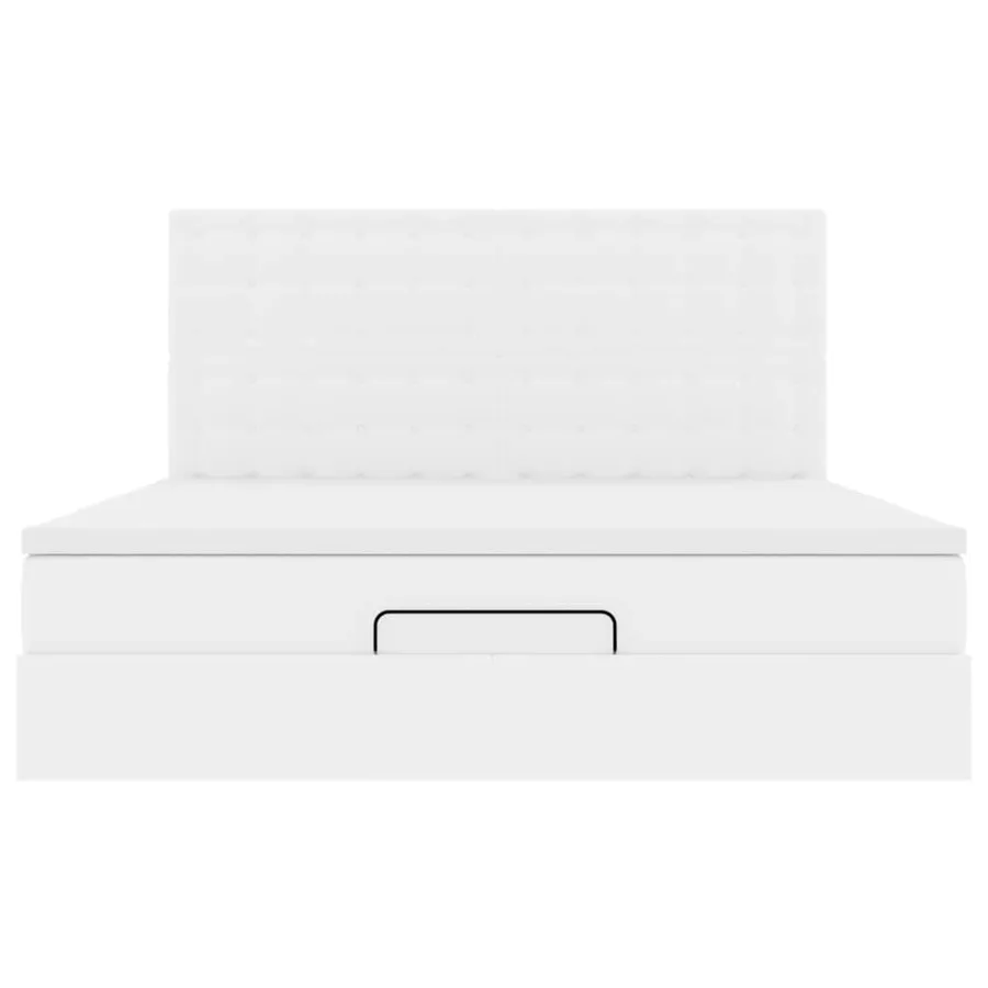 Cadre de lit ottoman avec matelas blanc 180x200 cm similicuir - 7