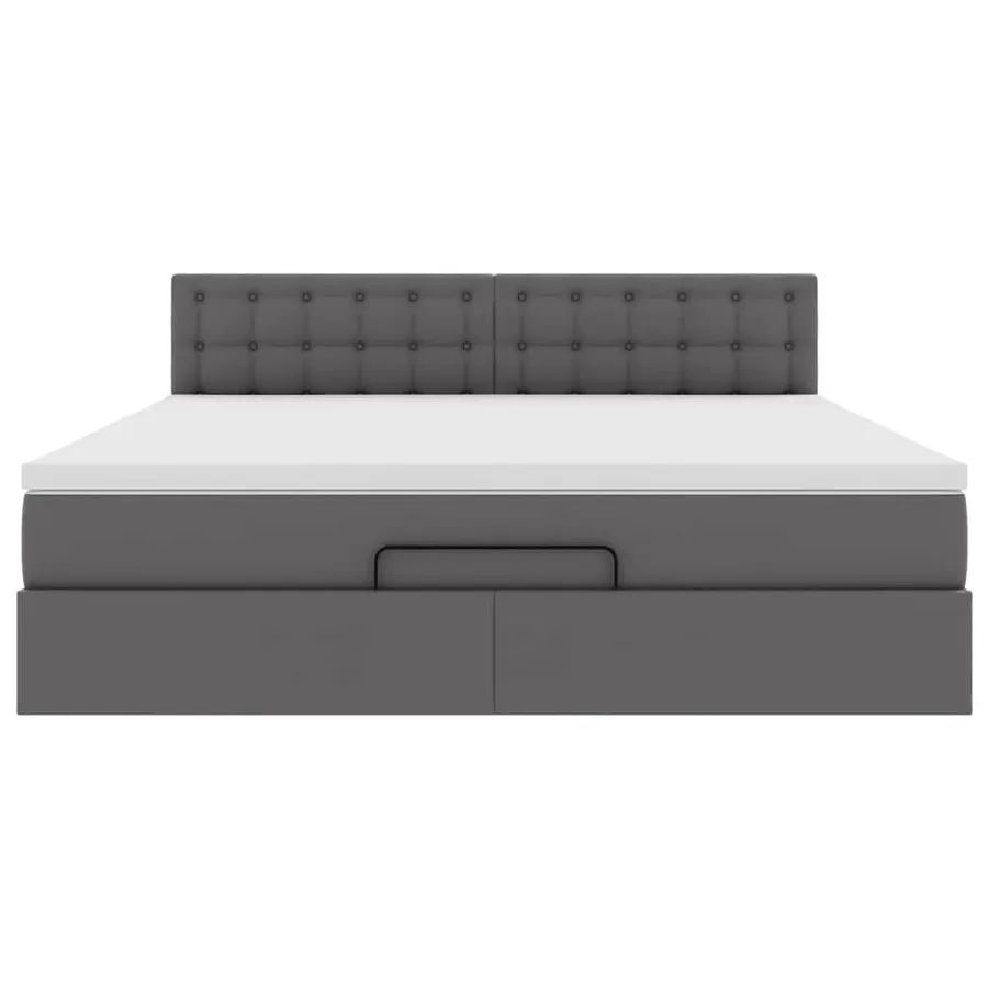 Cadre de lit ottoman avec matelas gris 180x200 cm similicuir - 7