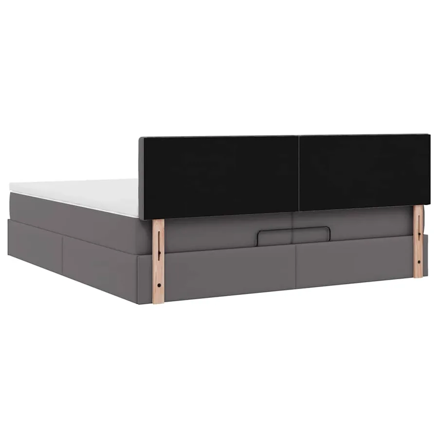 Cadre de lit ottoman avec matelas gris 200x200 cm similicuir - 10