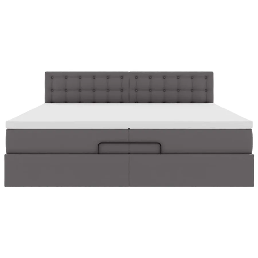 Cadre de lit ottoman avec matelas gris 200x200 cm similicuir - 8