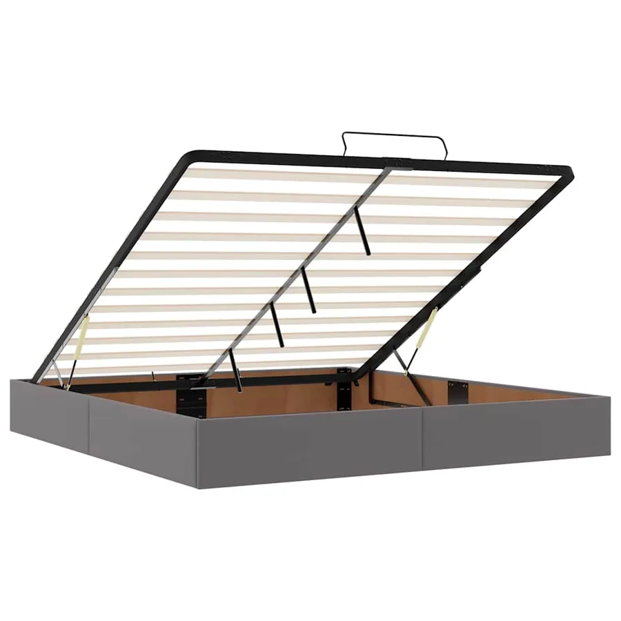 Cadre de lit ottoman avec matelas gris 200x200 cm similicuir - 11