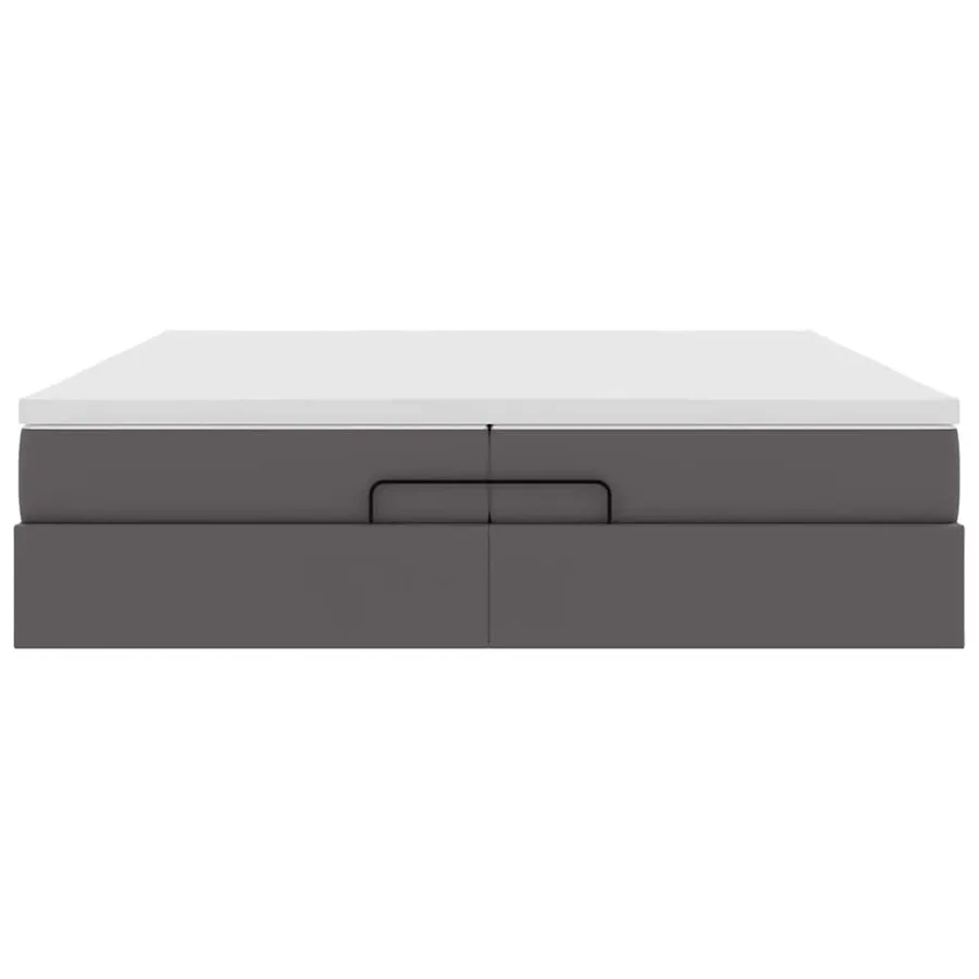 Cadre de lit ottoman avec matelas gris 200x200 cm similicuir - 7