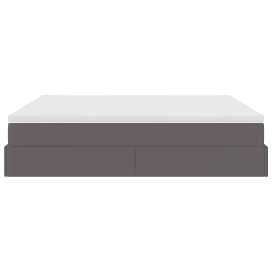 Cadre de lit ottoman avec matelas gris 200x200 cm similicuir - 9