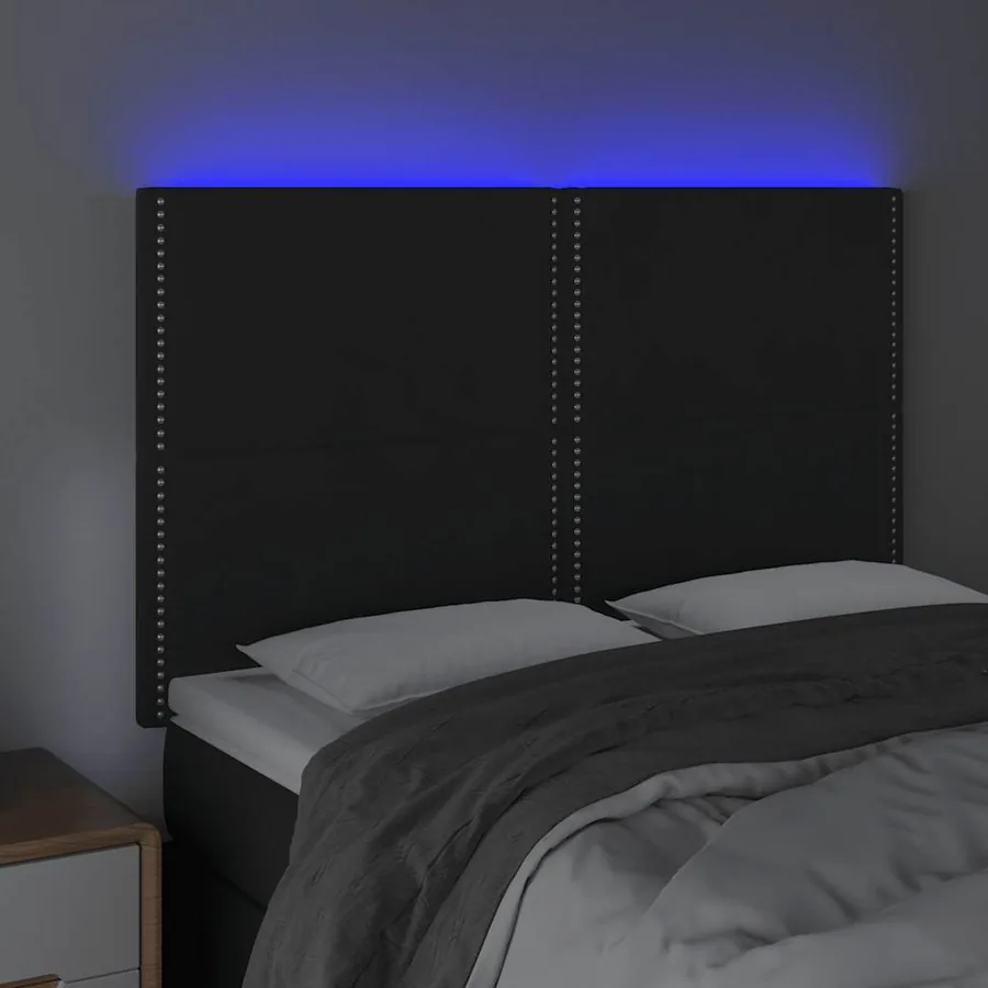 Tête de lit à LED Noir 144x5x118/128 cm Velours - 3