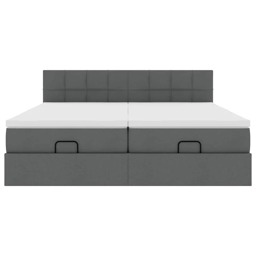 Cadre de lit ottoman avec matelas gris foncé 160x200cm tissu - 7