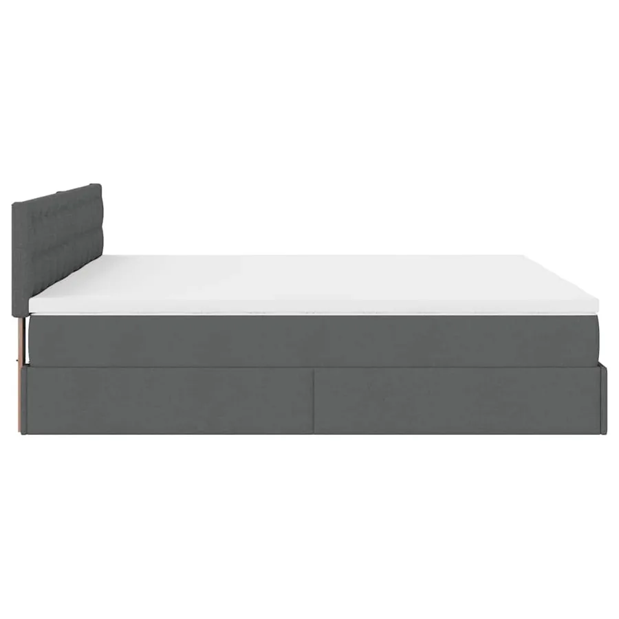 Cadre de lit ottoman avec matelas gris foncé 160x200cm tissu - 10