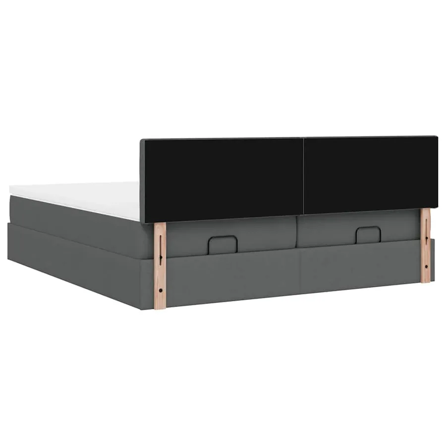 Cadre de lit ottoman avec matelas gris foncé 160x200cm tissu - 11