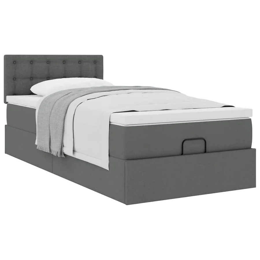 Cadre de lit ottoman avec matelas gris foncé 80x200 cm tissu - 5