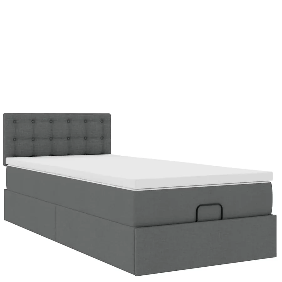 Cadre de lit ottoman avec matelas gris foncé 80x200 cm tissu - 6