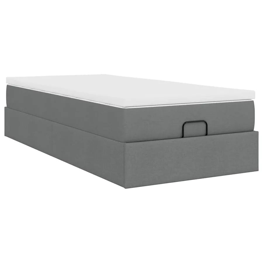 Cadre de lit ottoman avec matelas gris foncé 80x200 cm tissu - 10