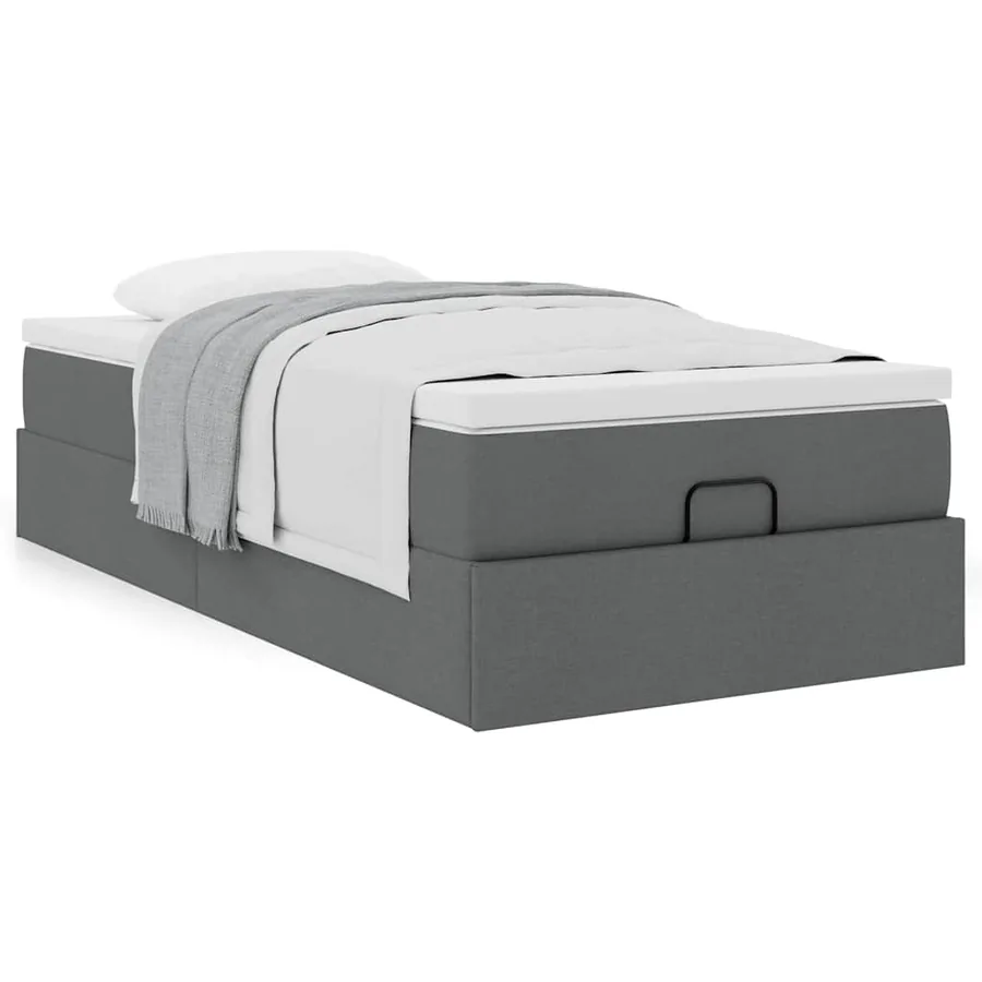 Cadre de lit ottoman avec matelas gris foncé 80x200 cm tissu - 4
