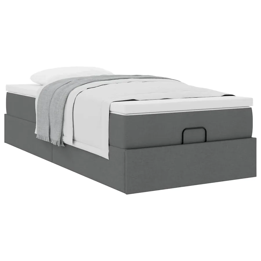 Cadre de lit ottoman avec matelas gris foncé 80x200 cm tissu - 5