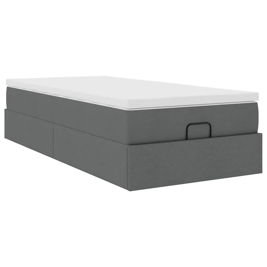 Cadre de lit ottoman avec matelas gris foncé 80x200 cm tissu - 6