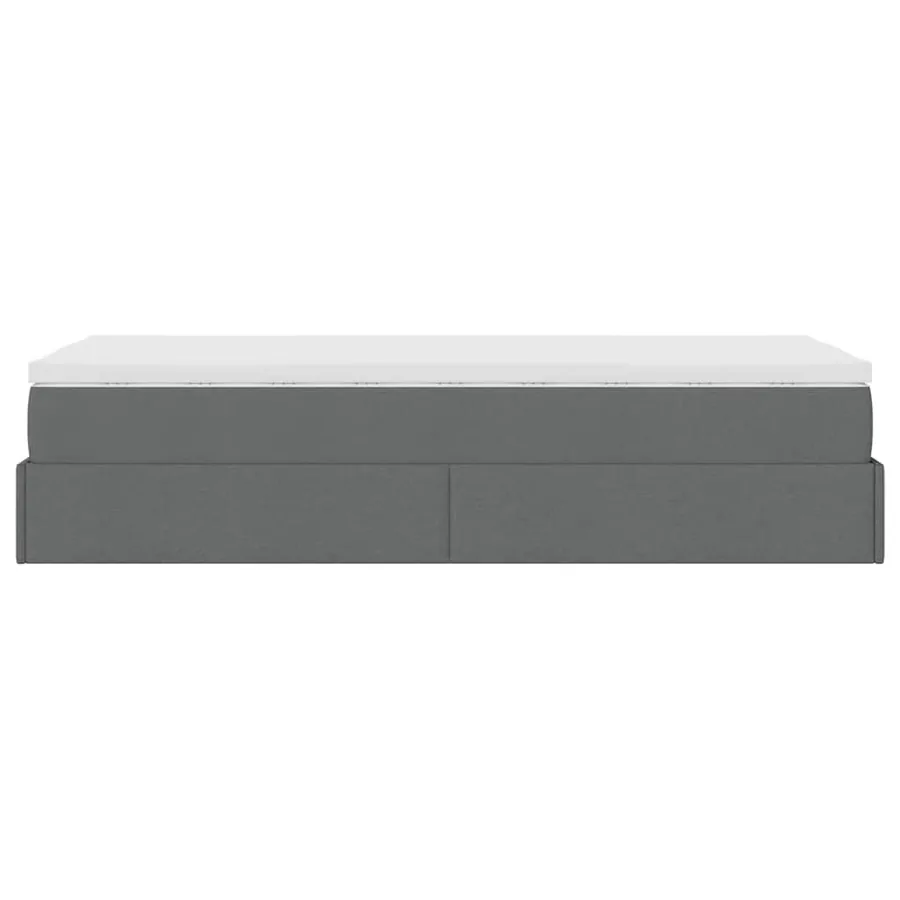 Cadre de lit ottoman avec matelas gris foncé 80x200 cm tissu - 9