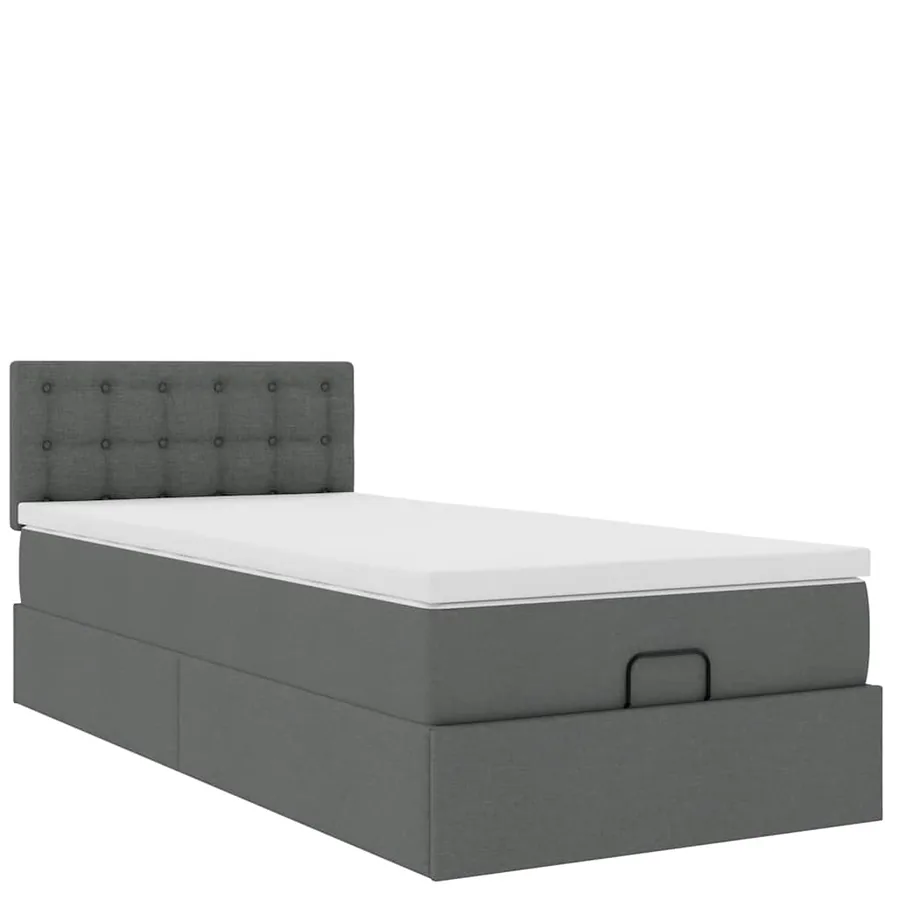Lit ottoman avec matelas et LED Gris foncé 80x200cm tissu - 7