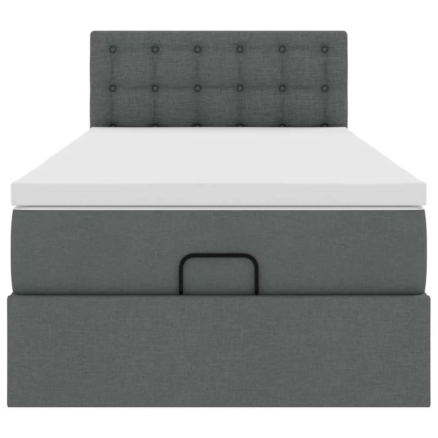 Lit ottoman avec matelas et LED Gris foncé 80x200cm tissu - 8