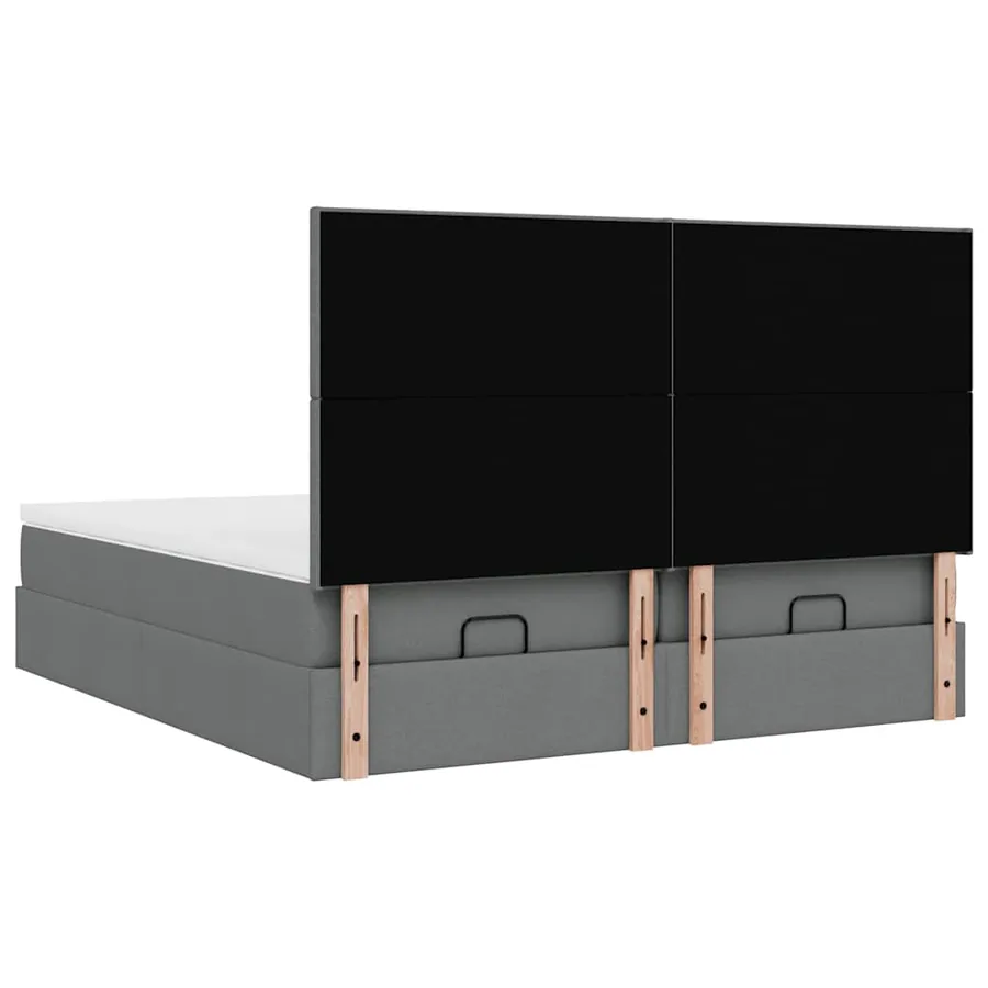 Cadre de lit ottoman avec matelas gris foncé 160x200cm tissu - 10