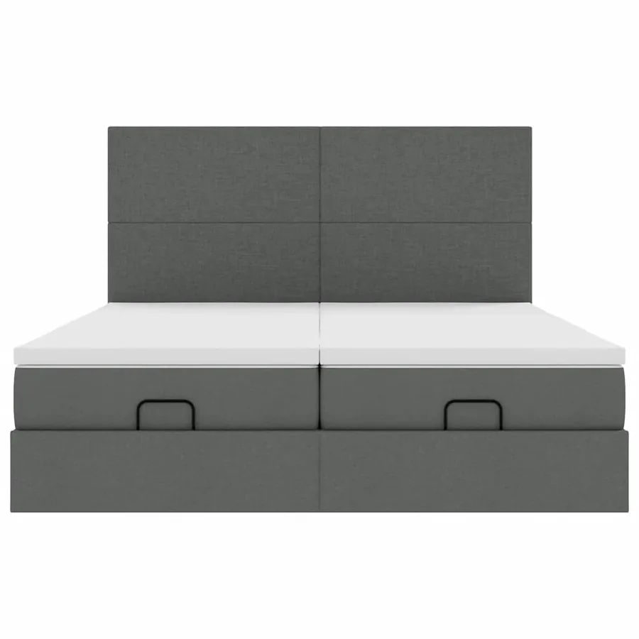 Cadre de lit ottoman avec matelas gris foncé 160x200cm tissu - 8