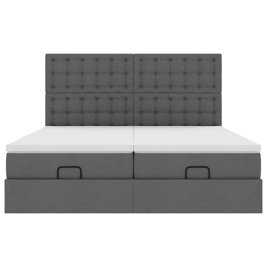 Cadre de lit ottoman avec matelas gris foncé 160x200cm tissu - 8