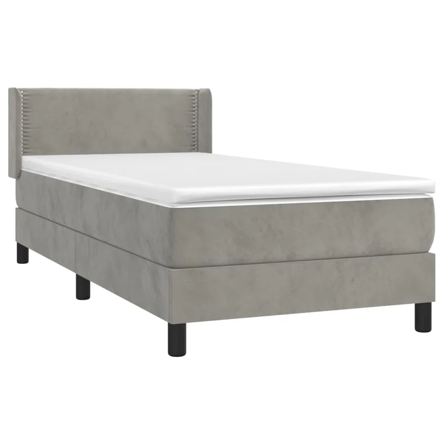 Sommier à lattes de lit et matelas Gris clair 90x200 cm Velours - 3
