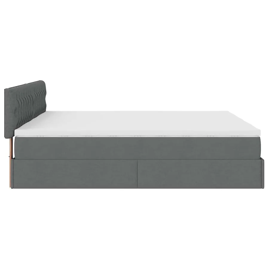 Cadre de lit ottoman avec matelas gris foncé 160x200cm tissu - 11