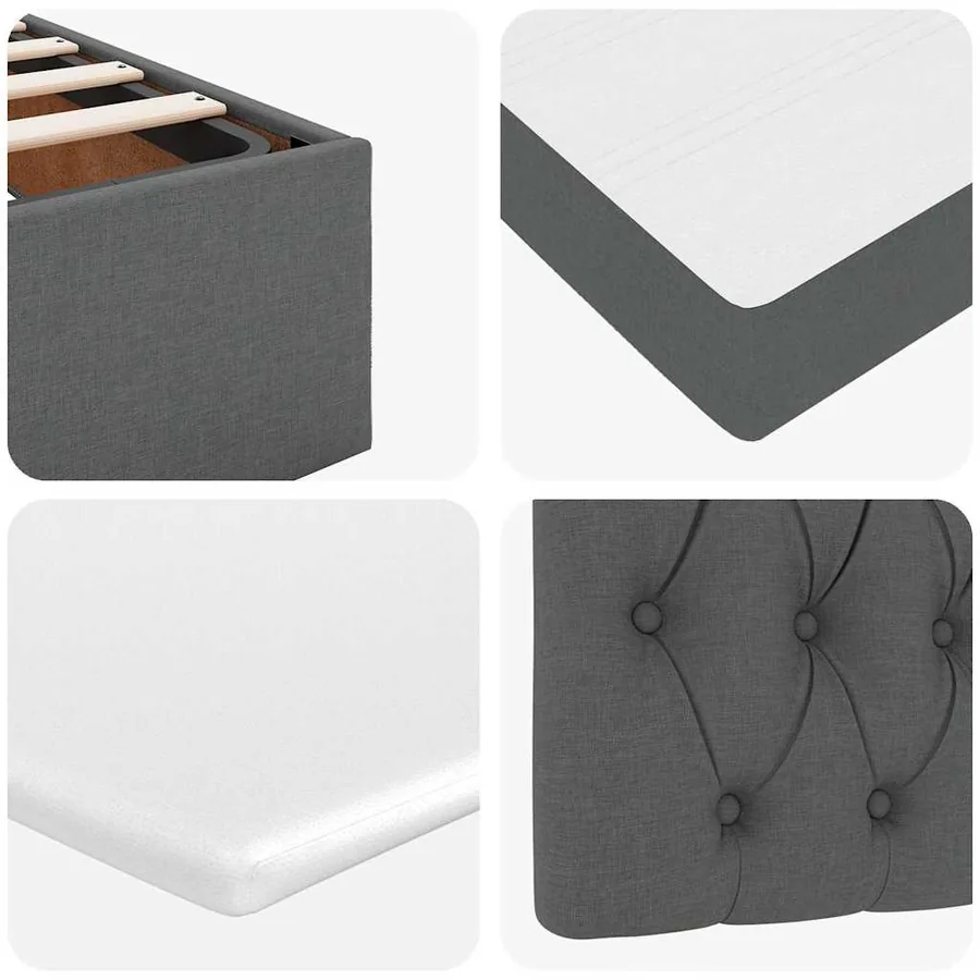 Lit ottoman avec matelas et LED Gris foncé 80x200cm tissu - 15