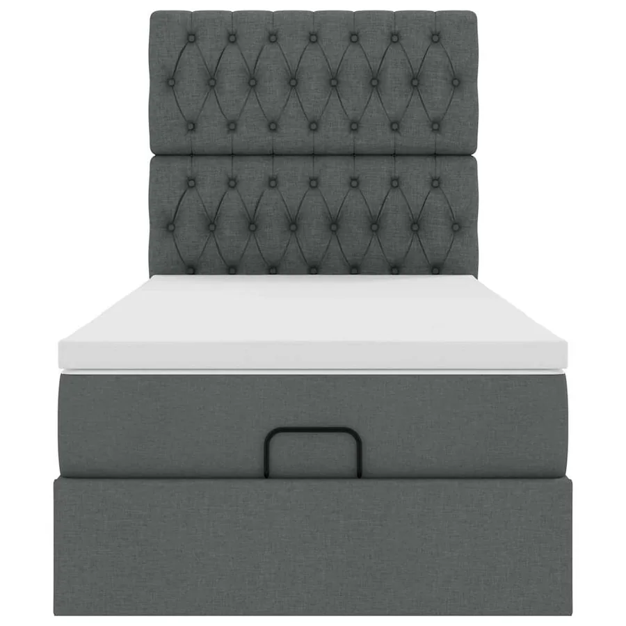 Lit ottoman avec matelas et LED Gris foncé 80x200cm tissu - 8