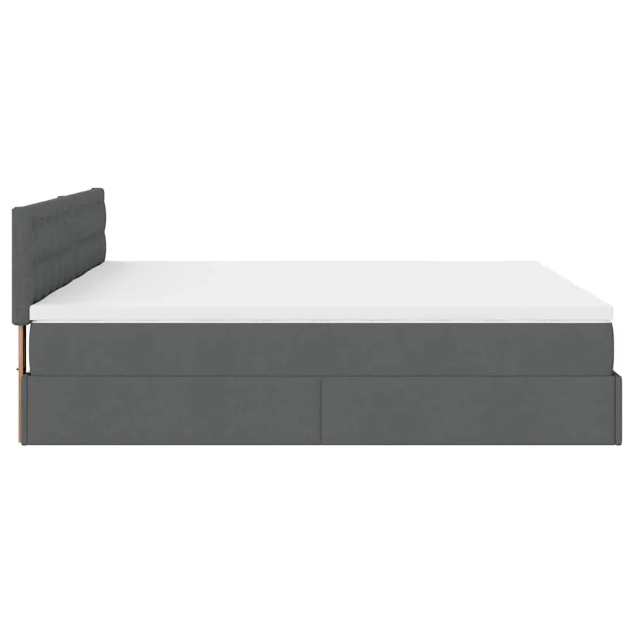 Cadre de lit ottoman avec matelas gris foncé 160x200cm tissu - 11