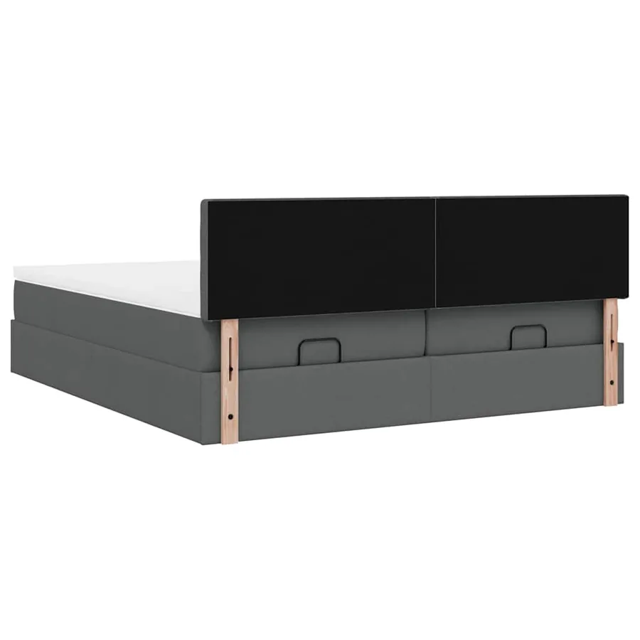 Cadre de lit ottoman avec matelas gris foncé 160x200cm tissu - 12