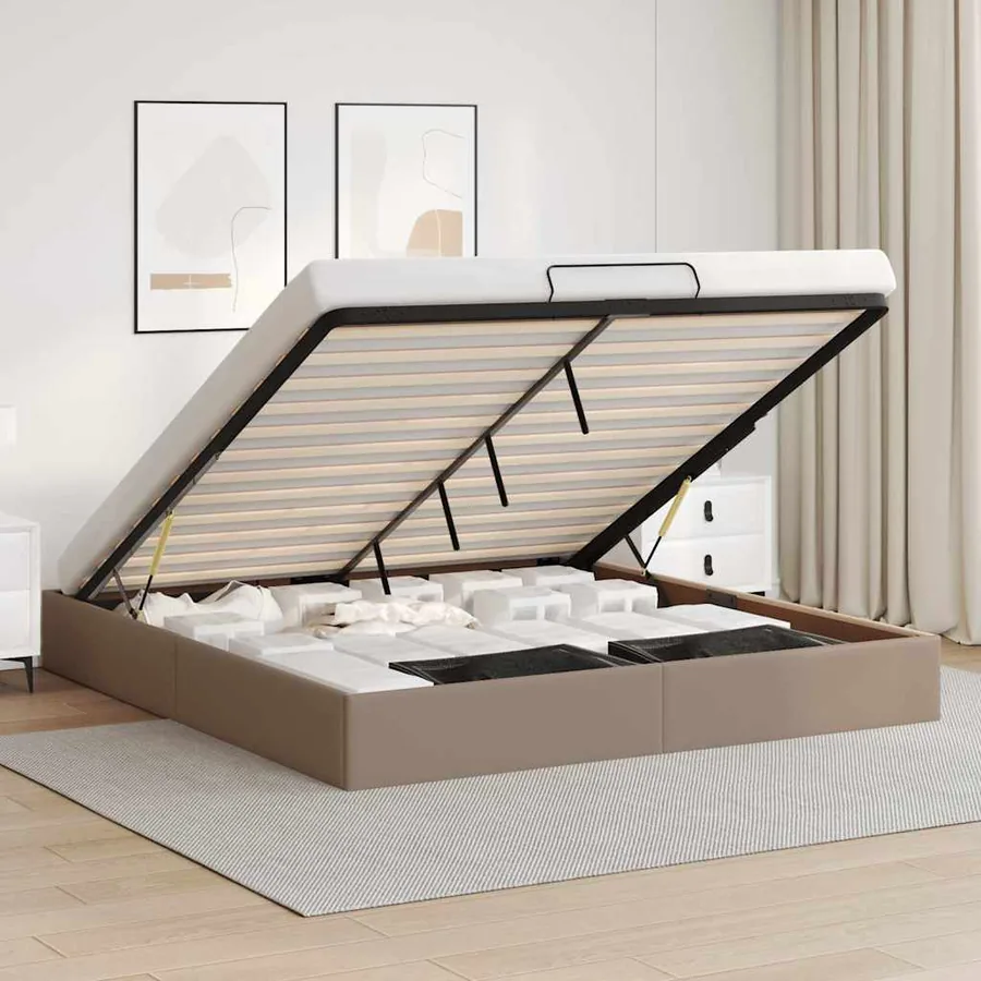 Cadre de lit ottoman sans matelas cappuccino 200x200 cm