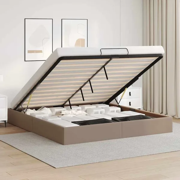 Cadre de lit ottoman sans matelas cappuccino 200x200 cm