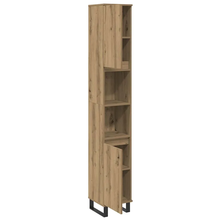 Armoire de salle de bain chêne artisanal 30x30x190 cm - 4